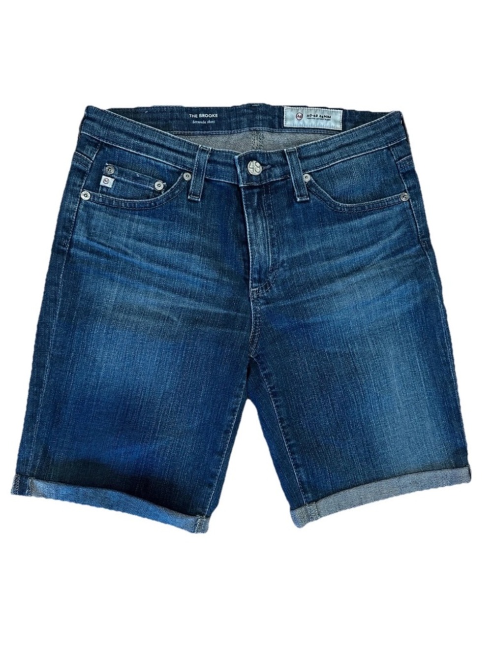 AG The Brooke Bermuda Denim Shorts Dark Wash 26R NWOT